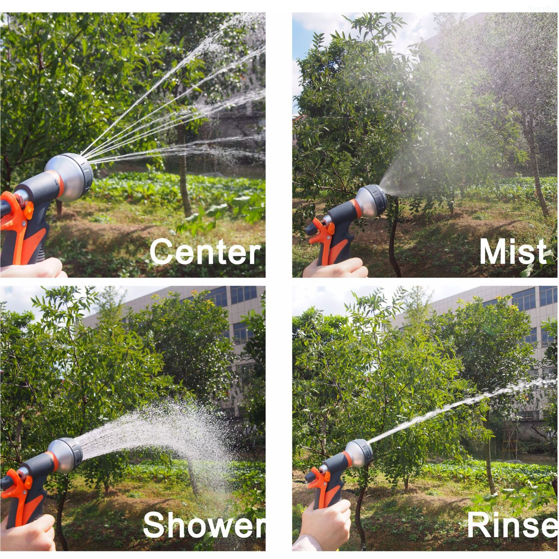 Plastic 8 Pattern Water Spray Gun for Garden