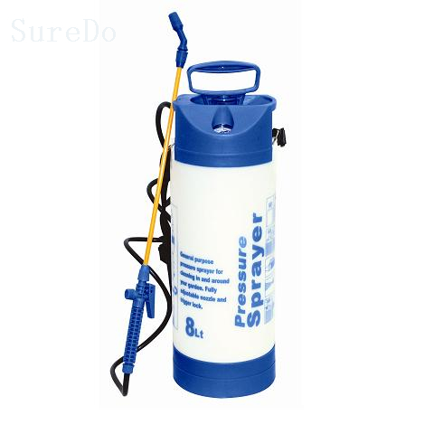 8 Liter Hand Pump Pressure Sprayer Car Washer in Blue And White