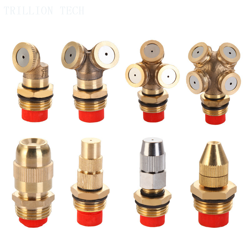 Four Holes Brass Adjustable Water Mist Spray Nozzle