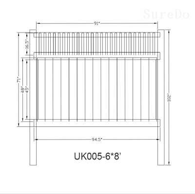 HF005 Vinyl Privacy Fence With Top Rail